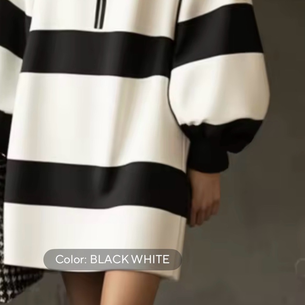 Black and White Striped Women's Dress - Picture 3 of 3